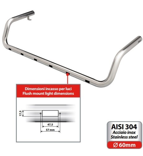 Barra portafari inox tetto camion Type 2 DAF 95XF 1997 2003