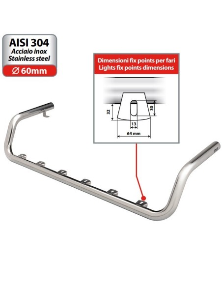 Barra portafari inox tetto camion Type 4 DAF 95XF 1997 2003