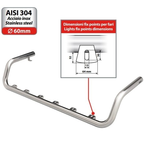 Barra portafari inox tetto camion Type 4 Man TGA 1999 2010
