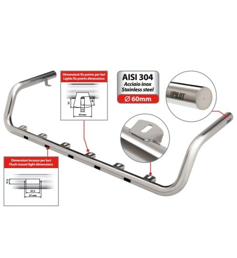 Barra portafari inox tetto camion Type 5 DAF 95XF 1997 2003