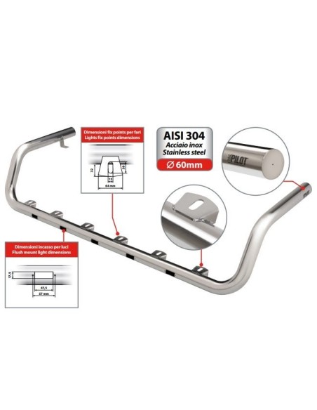 Barra portafari inox tetto camion Type 6 Renault Premium 2 2005 2013