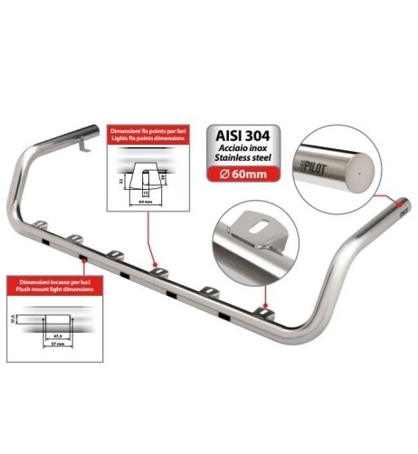 Barra portafari inox tetto camion Type 6 Scania R serie 6 Highline