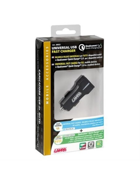 Caricabatteria auto 1 porta Usb Qualcomm Quick Charge 12 24V