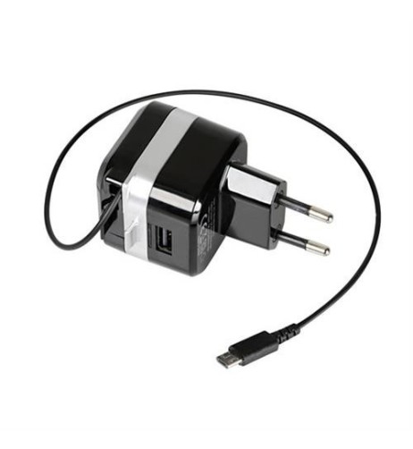 Caricatore USB ricarica veloce 2400 mA 230V cavo Micro USB retrattile
