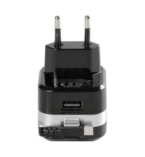 Caricatore USB ricarica veloce 2400 mA 230V cavo Micro USB retrattile