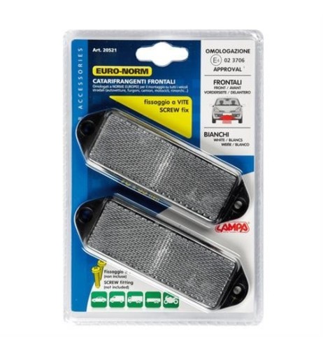 Catarifrangenti frontali rettangolari 90x65mm Bianco omologati