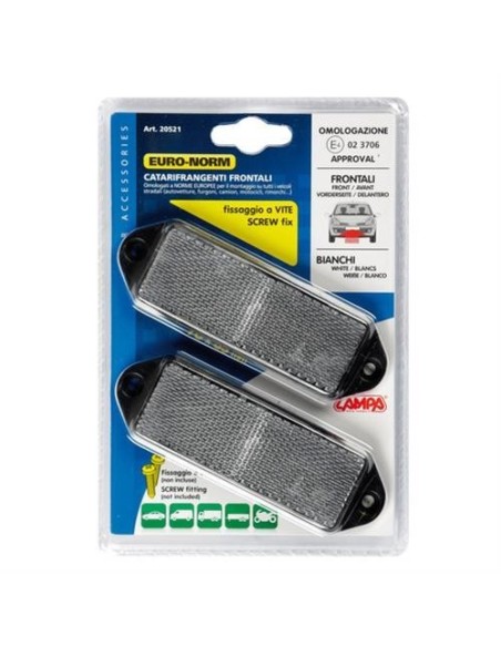 Catarifrangenti frontali rettangolari 90x65mm Bianco omologati