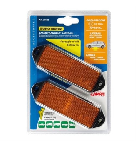 Catarifrangenti laterali rettangolari 90x65mm arancio omologati