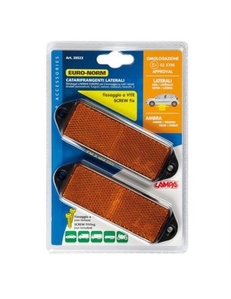 Catarifrangenti laterali rettangolari 90x65mm arancio omologati