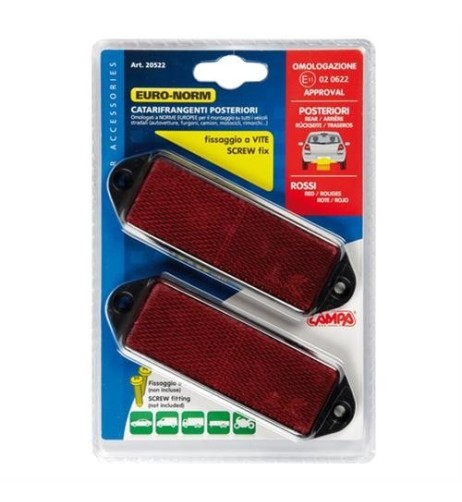 Catarifrangenti posteriori rettangolari 90x65mm rosso omologati