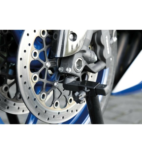 Cavalletto anteriore regolabile per moto