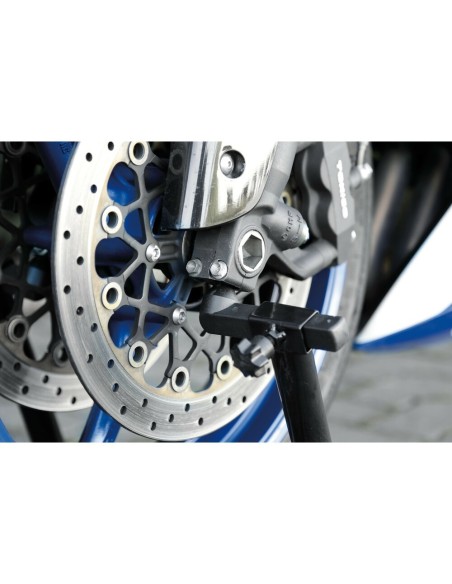 Cavalletto anteriore regolabile per moto