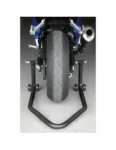 Cavalletto moto a sollevamento posteriore con ruotini 2