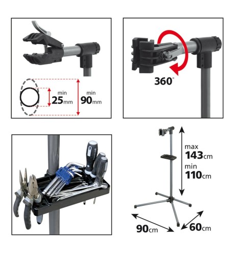 Cavalletto professionale telescopico per riparazioni biciclette max 20kg
