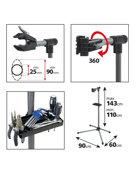 Cavalletto professionale telescopico per riparazioni biciclette max 20kg