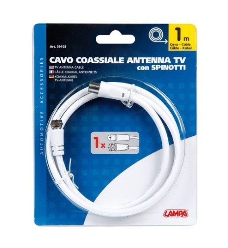 Cavo coassiale antenna TV 1m con spinotti