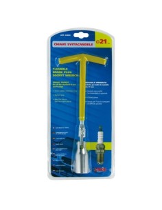 Chiave svitacandela snodabile manico 15cm bussola 21mm 2