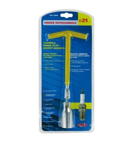 Chiave svitacandela snodabile manico 15cm bussola 21mm