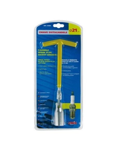 Chiave svitacandela snodabile manico 15cm bussola 21mm