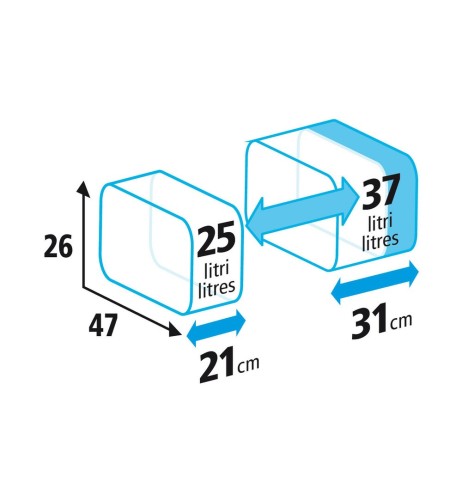 Coppia borse laterali moto universali impermabili 25 37 litri 47x26x31cm 