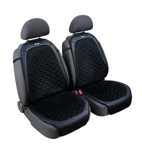 Coppia coprisedili auto universali in similpelle e tessuto Daytona nero blu