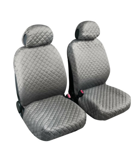 Coppia coprisedili fodere auto anteriori universali Biba cotone grigio