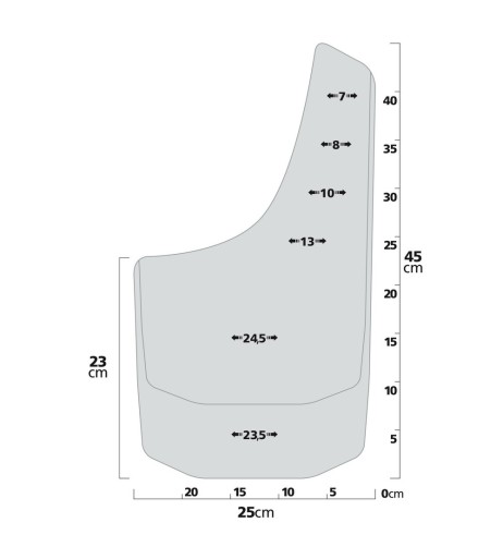 Coppia di paraspruzzi sagomati per 4x4 e Pickup Type 1 25x45cm