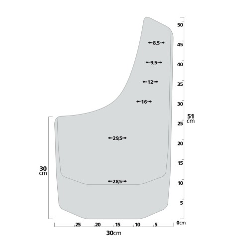 Coppia di paraspruzzi sagomati per 4x4 e Pickup Type 2 30x51cm