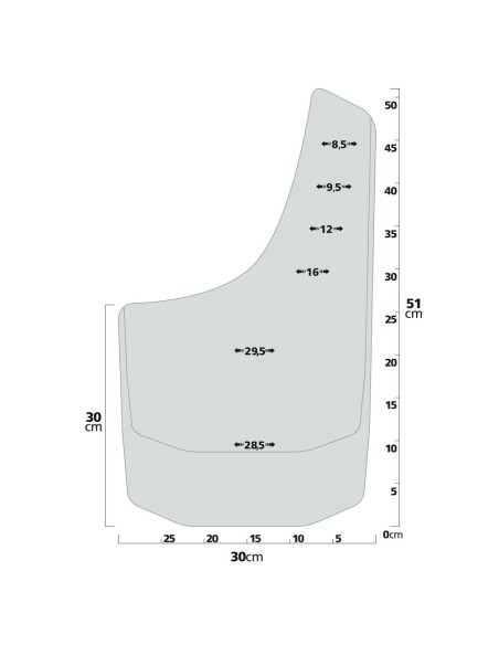 Coppia di paraspruzzi sagomati per 4x4 e Pickup Type 2 30x51cm