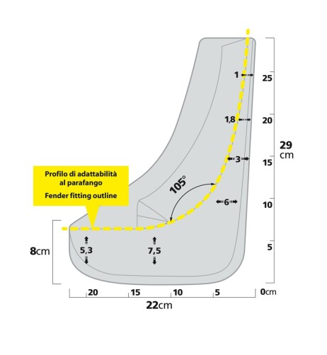 Coppia di paraspruzzi sagomati per auto Type 2 22x29cm