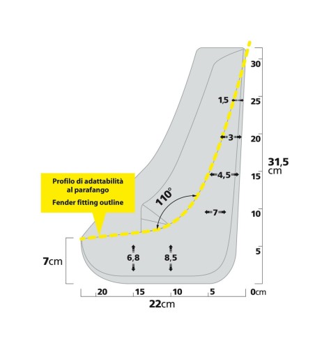 Coppia di paraspruzzi sagomati per auto Type 3 22x31 5cm