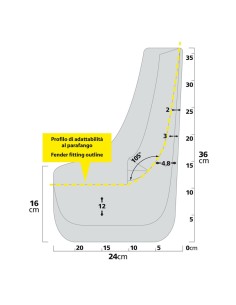 Coppia di paraspruzzi sagomati per auto Type 4 22x36cm 2