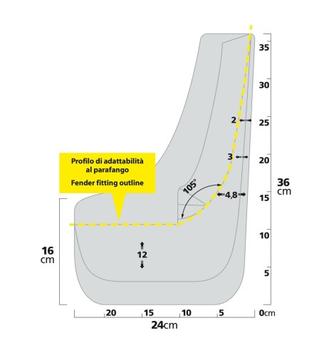 Coppia di paraspruzzi sagomati per auto Type 4 22x36cm