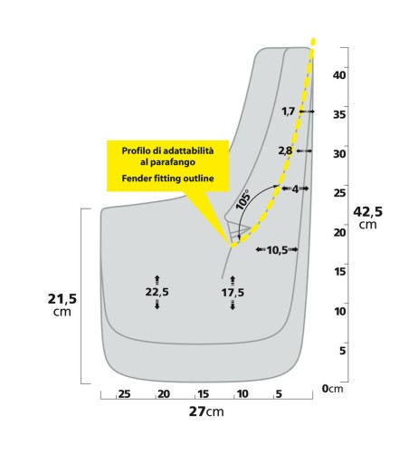 Coppia di paraspruzzi sagomati per SUV Type 6 27x42 5cm