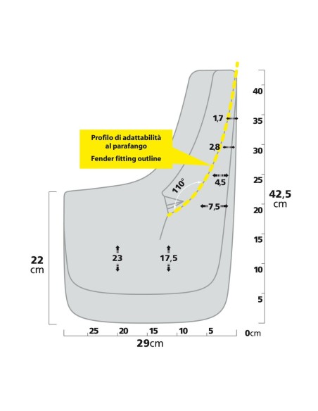 Coppia di paraspruzzi sagomati per SUV Type 7 29x42 5cm