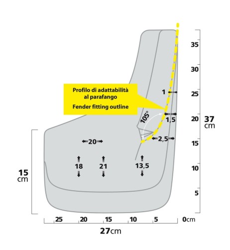 Coppia di paraspruzzi sagomati per SUV Type 8 27x37cm