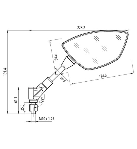 Coppia di specchietti Bat moto Filettatura destra M10x1 25