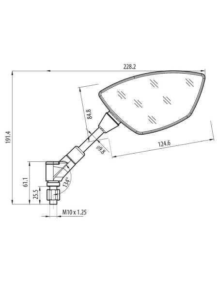 Coppia di specchietti Bat moto Filettatura destra M10x1 25