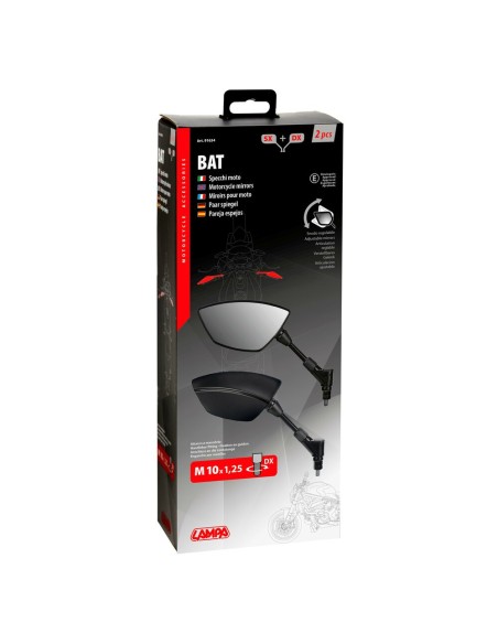 Coppia di specchietti Bat moto Filettatura destra M10x1 25