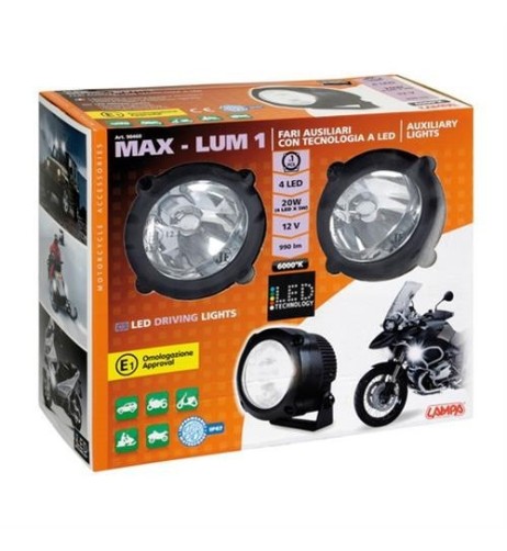 Coppia fari ausiliari alluminio a 4 led 12V moto impermeabili omologati