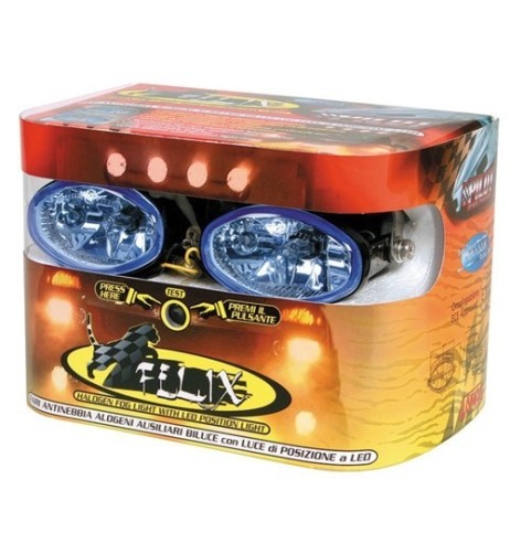 Coppia fari ausiliari antinebbia biluce MOTO e AUTO 12V 55W omologati 85x67