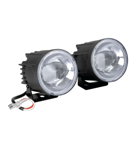 Coppia fari ausiliari fendinebbia a Led con staffe per moto 650lm 5700K