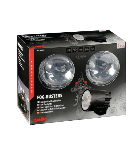 Coppia fari ausiliari fendinebbia a Led con staffe per moto 650lm 5700K