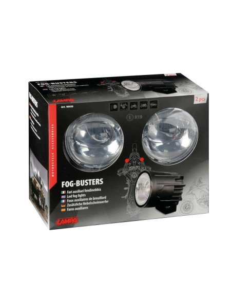 Coppia fari ausiliari fendinebbia a Led con staffe per moto 650lm 5700K