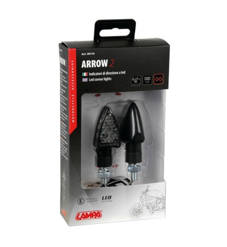 Coppia frecce indicatori direzione moto nero 3 led