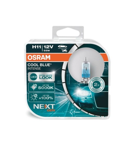 Coppia lampade alogene H11 12V 55W PGJ19 2 5000K Osram Cool Blue Intense