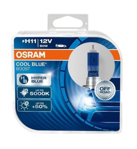 Coppia lampade alogene H11 12V 80W 5000K Osram Cool blue boost