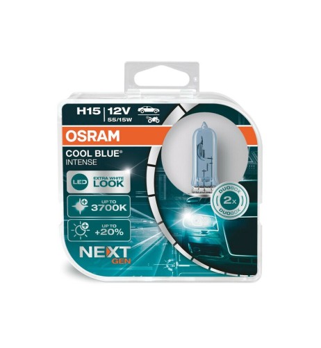 Coppia lampade alogene H15 12V 55 15W PGJ23t 1 Osram Cool Blue Intense
