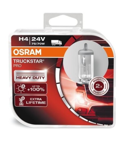 Coppia lampade alogene H4 24V 75 70W P43t 3200K Osram Truckstar Pro