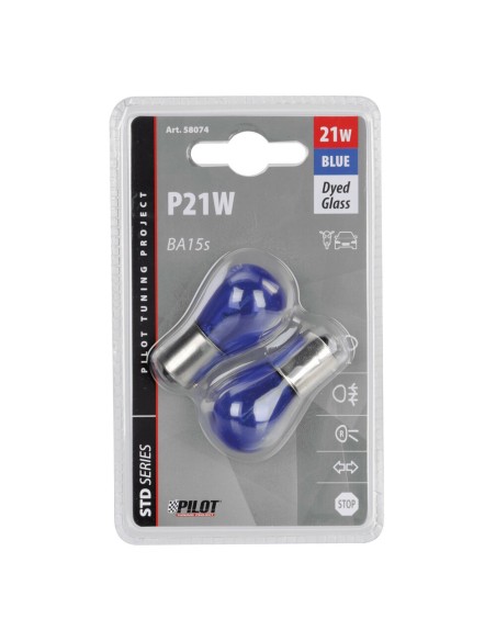 Coppia lampadine alogene Blu Xe 12V P21W BA15s